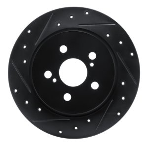 Toyota Corolla Brake Rotor (1) - Rear Left - R1 Concepts - Drilled & Slotted - Black - `09-`15